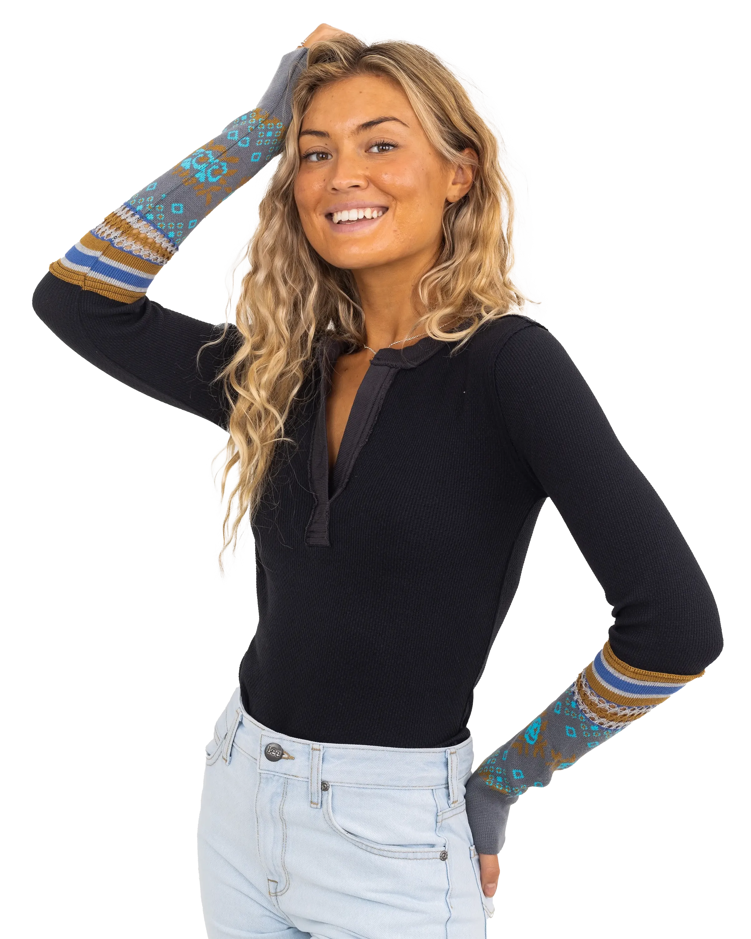 Mikah Layering Cuff Top in Black Combo