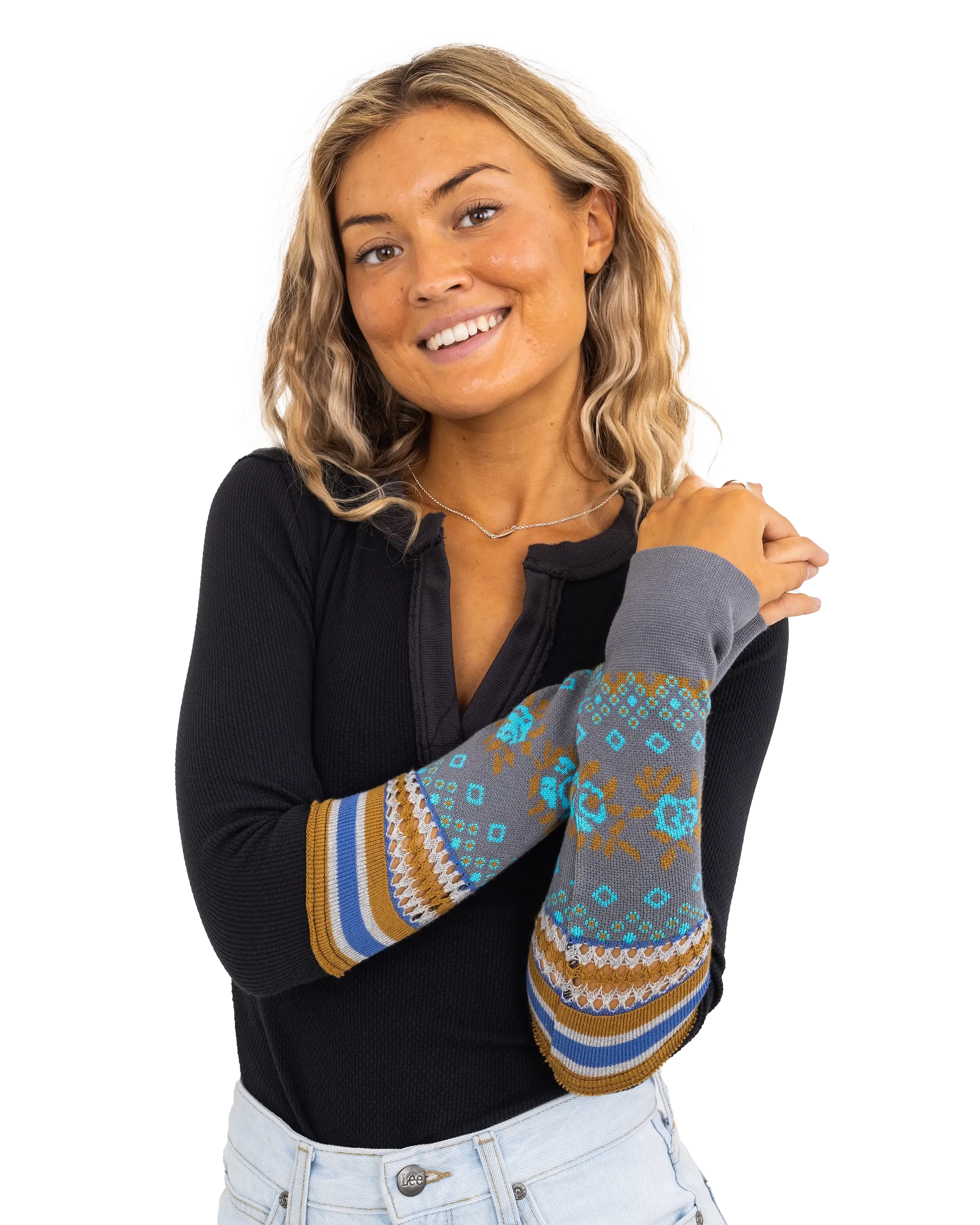 Mikah Layering Cuff Top in Black Combo