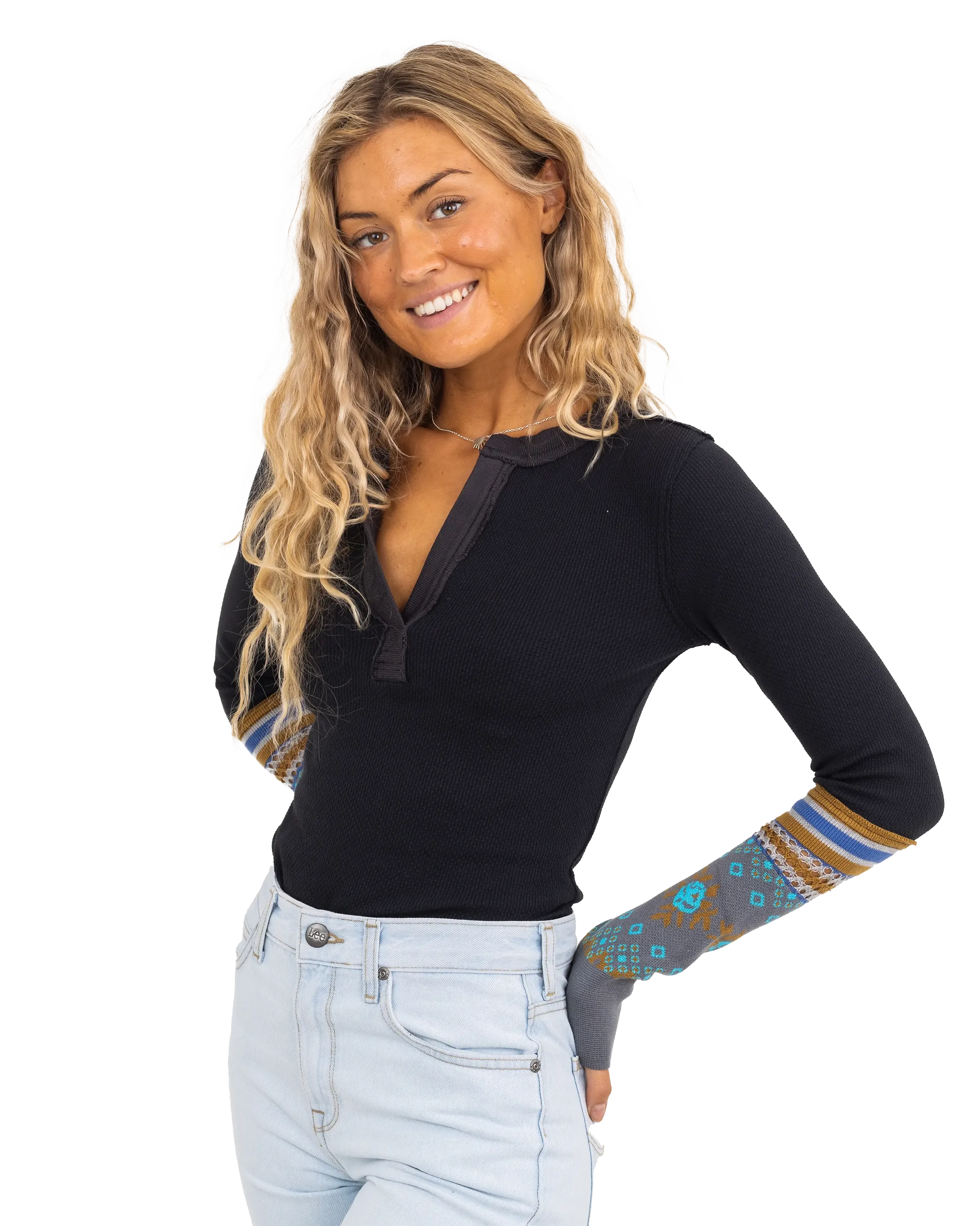 Mikah Layering Cuff Top in Black Combo