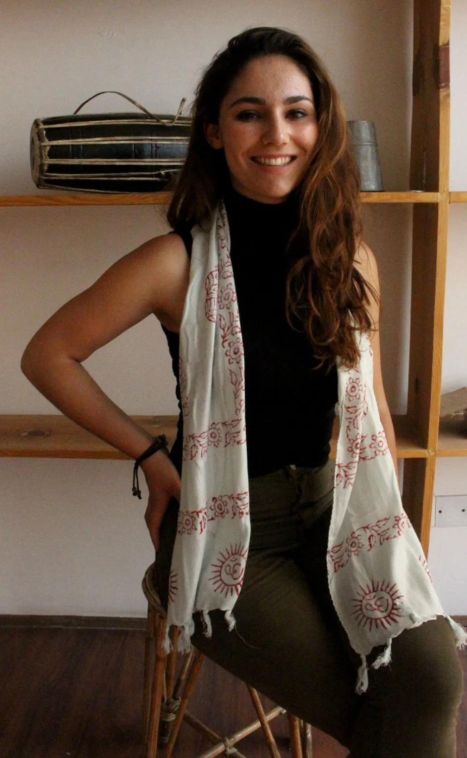 Mini Om Cotton Prayer Scarf
