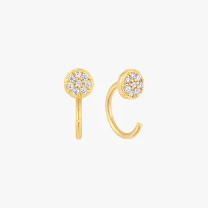 Mini Pave Disc Huggie Earrings