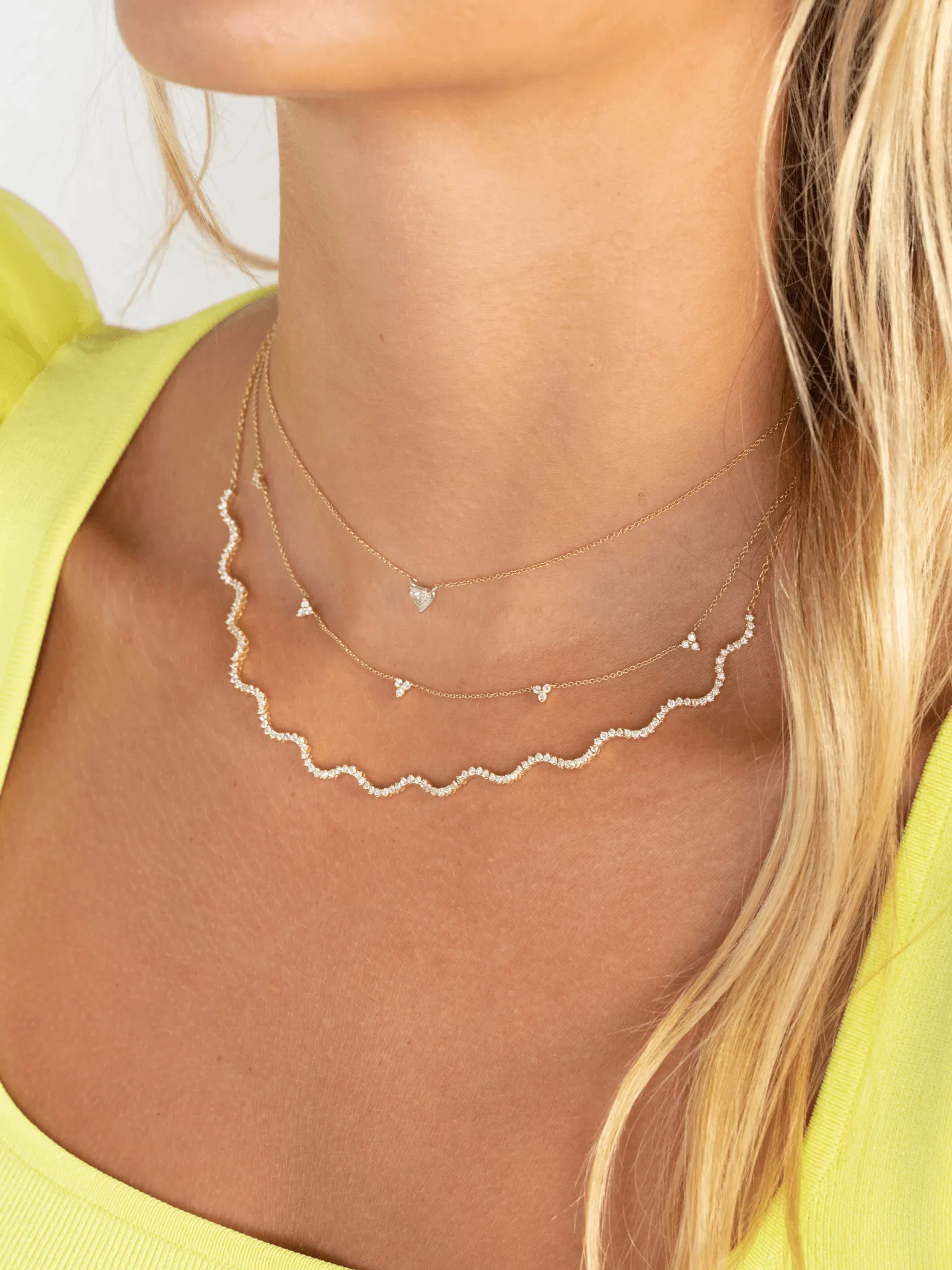 Mini Trio Diamond Layering Necklace 14K