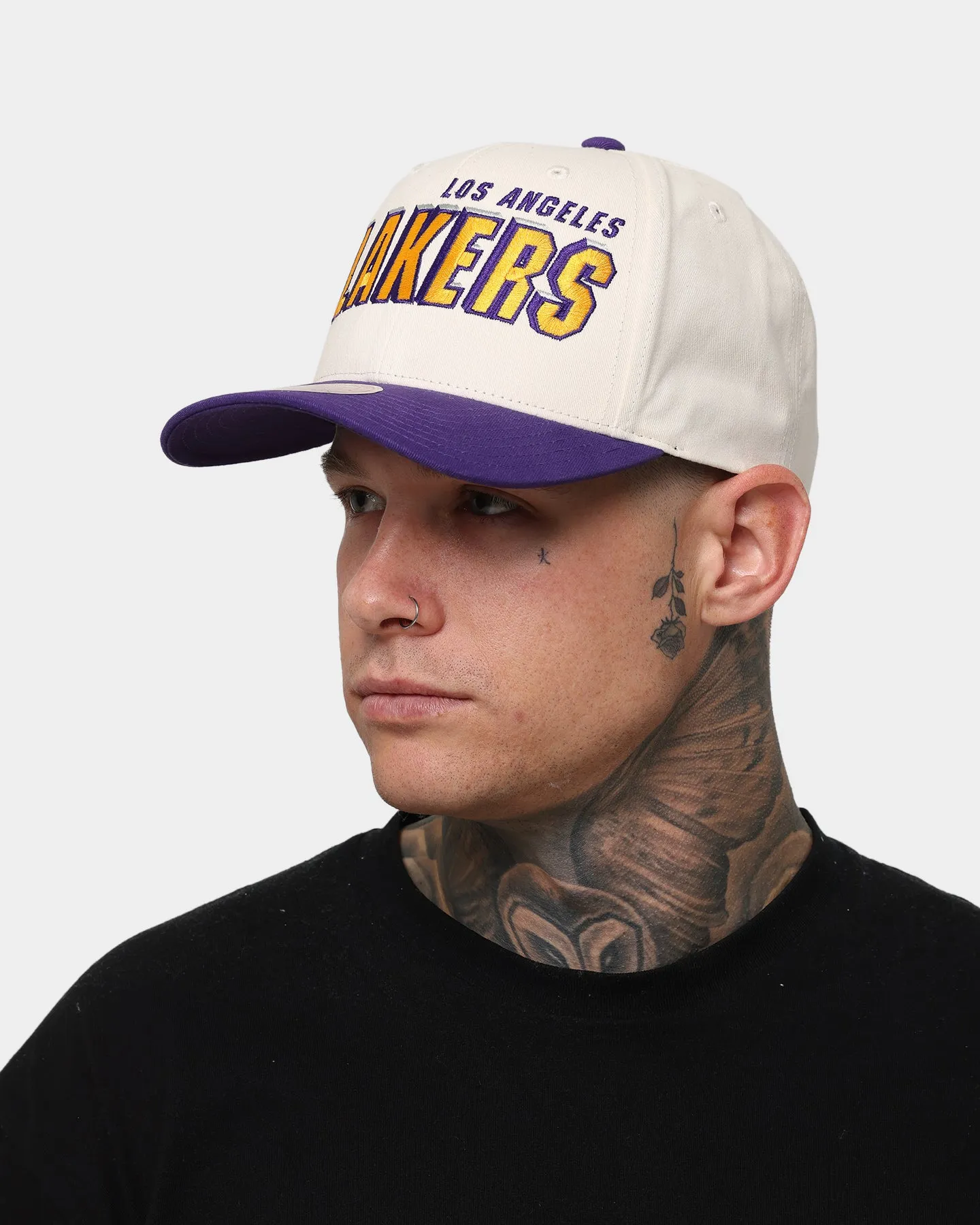 Mitchell & Ness Los Angeles Lakers 'Shadow Designs' Pro Crown Snapback Vintage White