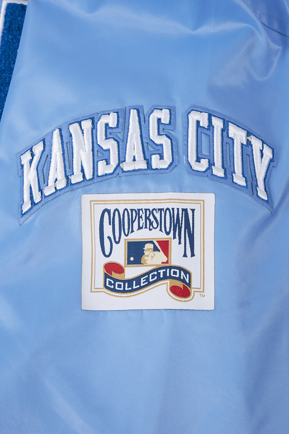 MLB KANSAS CITY ROYALS RETRO CLASSIC MEN'S RIB SATIN JACKET (UNIVERSITY BLUE)
