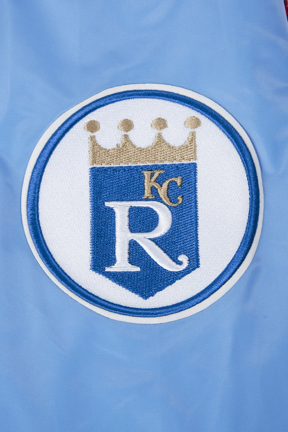 MLB KANSAS CITY ROYALS RETRO CLASSIC MEN'S RIB SATIN JACKET (UNIVERSITY BLUE)