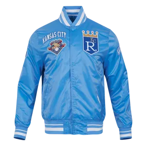 MLB KANSAS CITY ROYALS RETRO CLASSIC MEN'S RIB SATIN JACKET (UNIVERSITY BLUE)