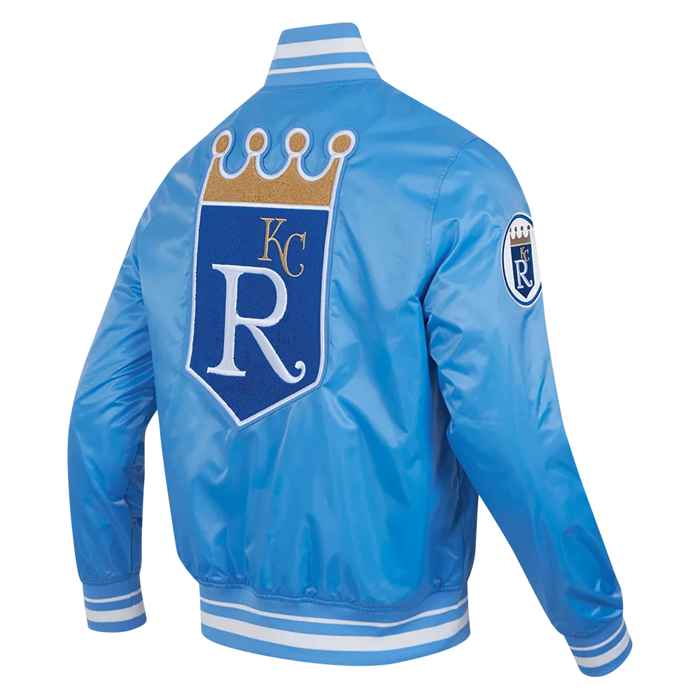 MLB KANSAS CITY ROYALS RETRO CLASSIC MEN'S RIB SATIN JACKET (UNIVERSITY BLUE)