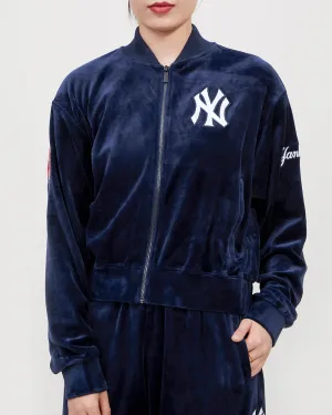 MLB NEW YORK YANKEES CLASSIC WOMEN'S VELOUR FZ TRACK JACKET (MIDNIGHT NAVY)
