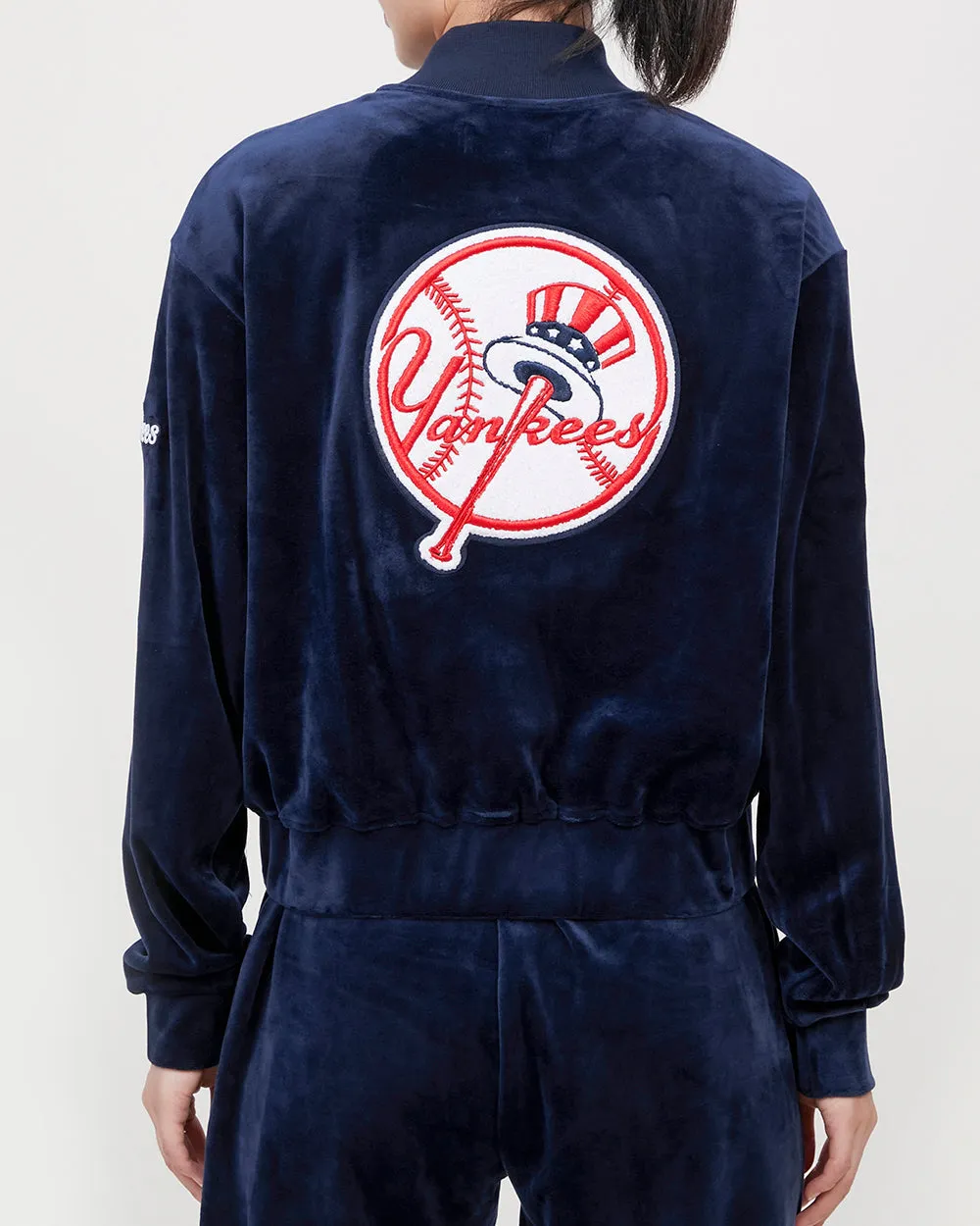 MLB NEW YORK YANKEES CLASSIC WOMEN'S VELOUR FZ TRACK JACKET (MIDNIGHT NAVY)