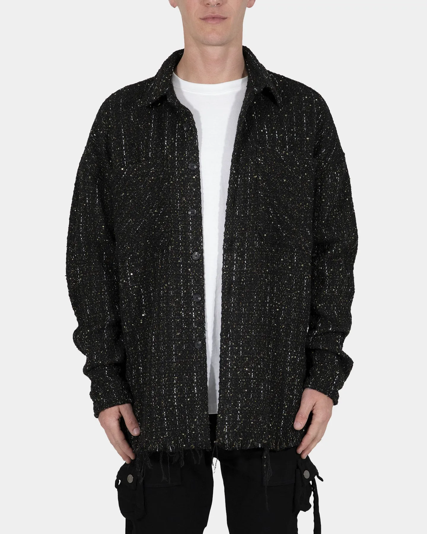 MNML Loose Woven Flannel Shirt Black