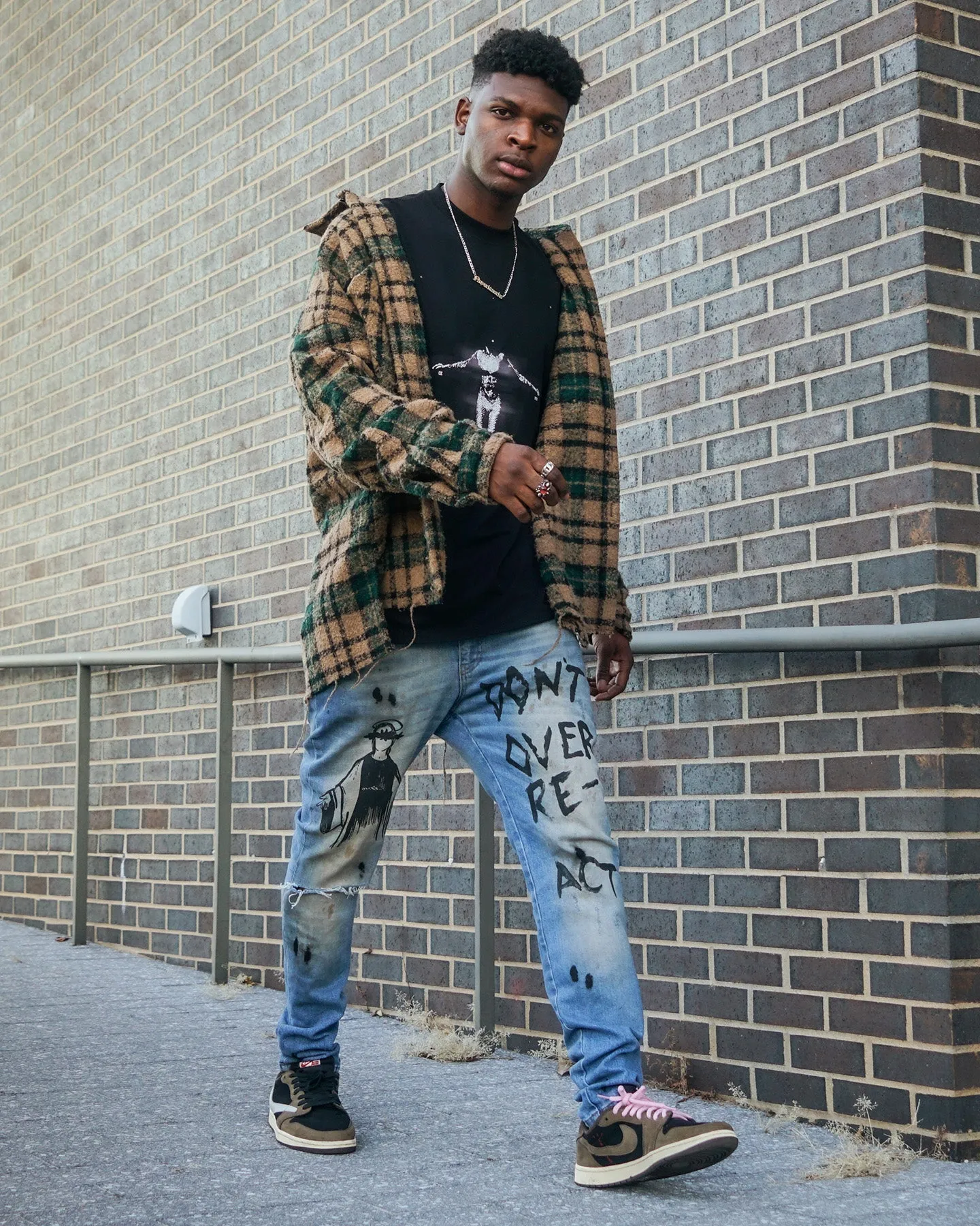 MNML Loose Woven Flannel Shirt Green/Black