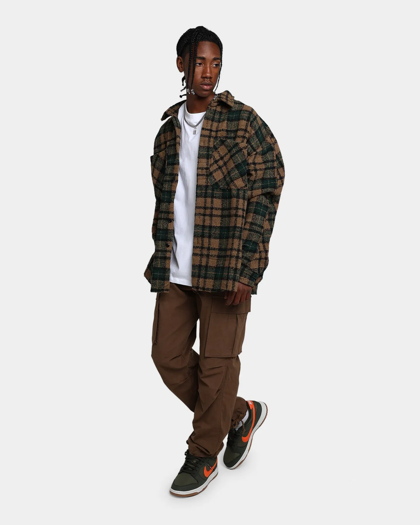 MNML Loose Woven Flannel Shirt Green/Black