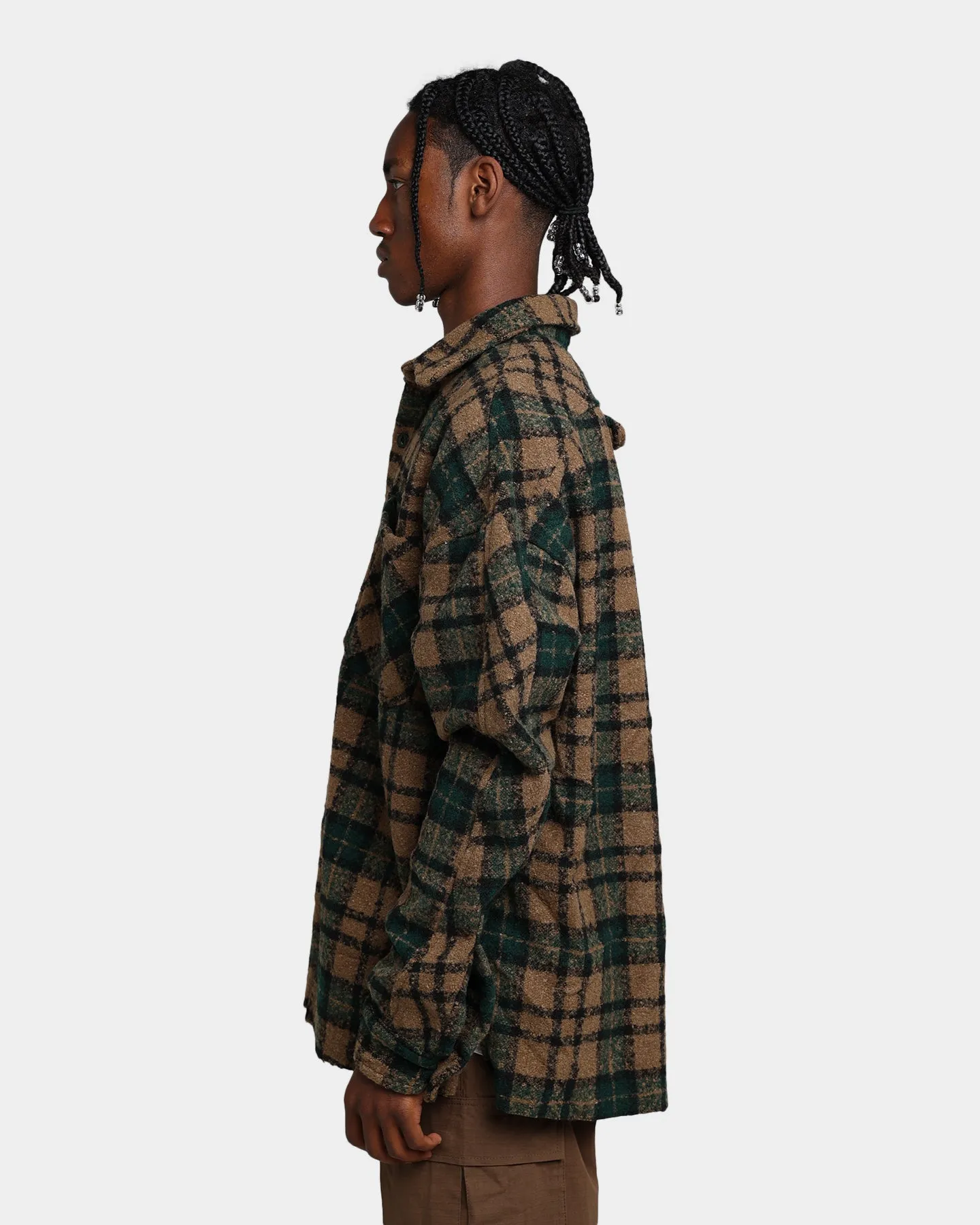 MNML Loose Woven Flannel Shirt Green/Black