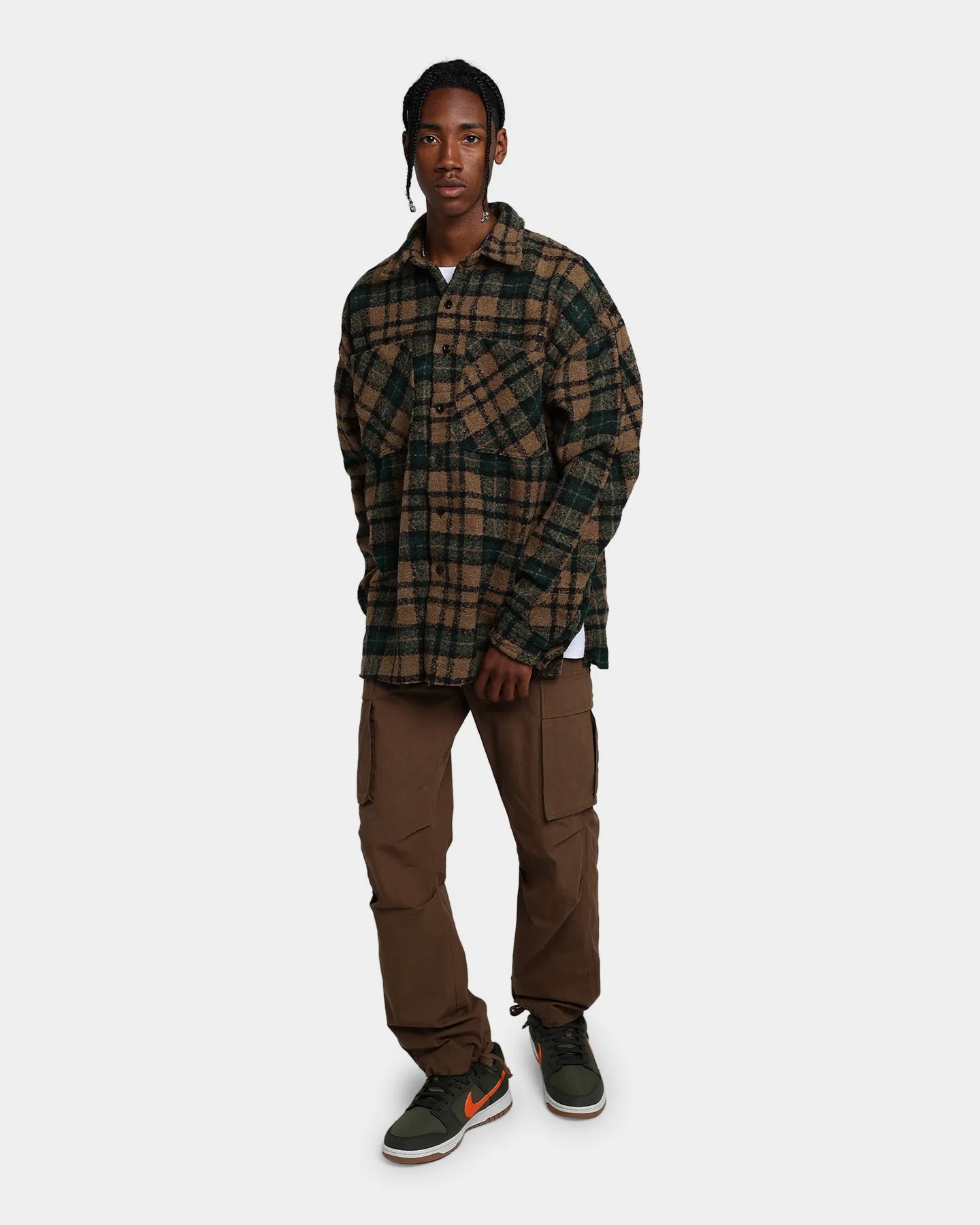 MNML Loose Woven Flannel Shirt Green/Black