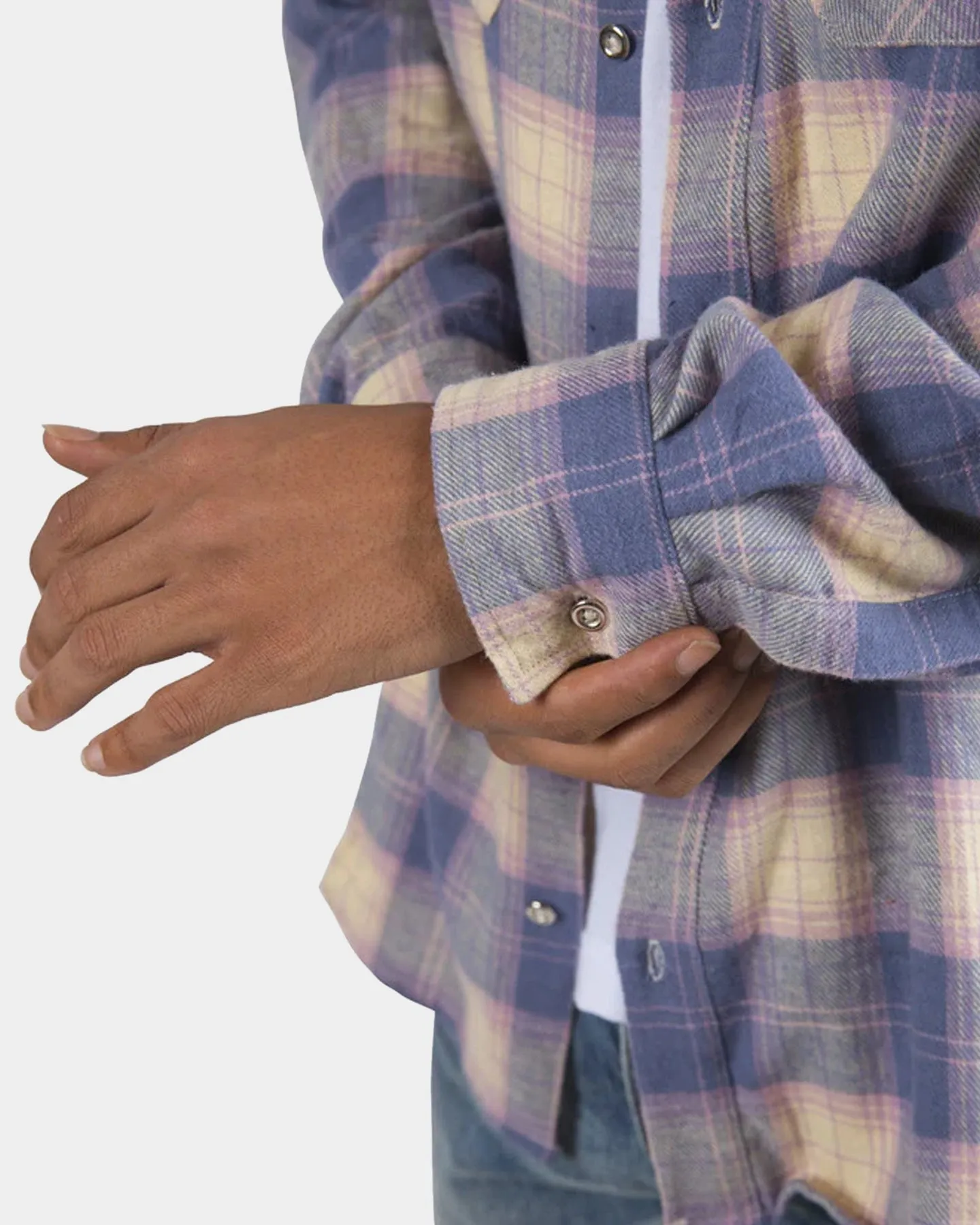 MNML Metal Button Flannel Blue/Yellow