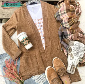 Mocha Brushed Sweater Cardigan