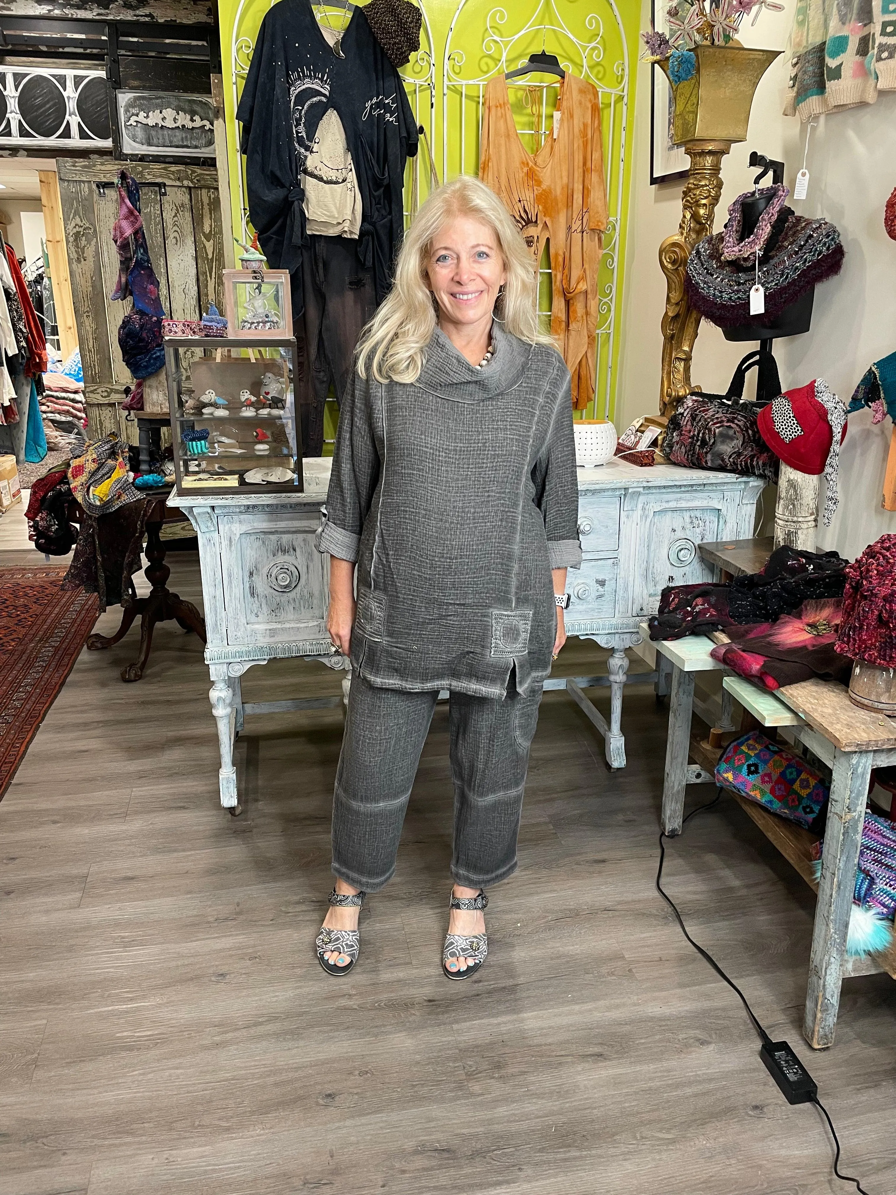 Mock Neck Double Gauze Tunic by Focus JG014