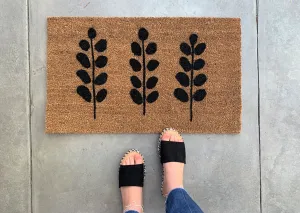 Modern Leaves Trio Outdoor Doormat