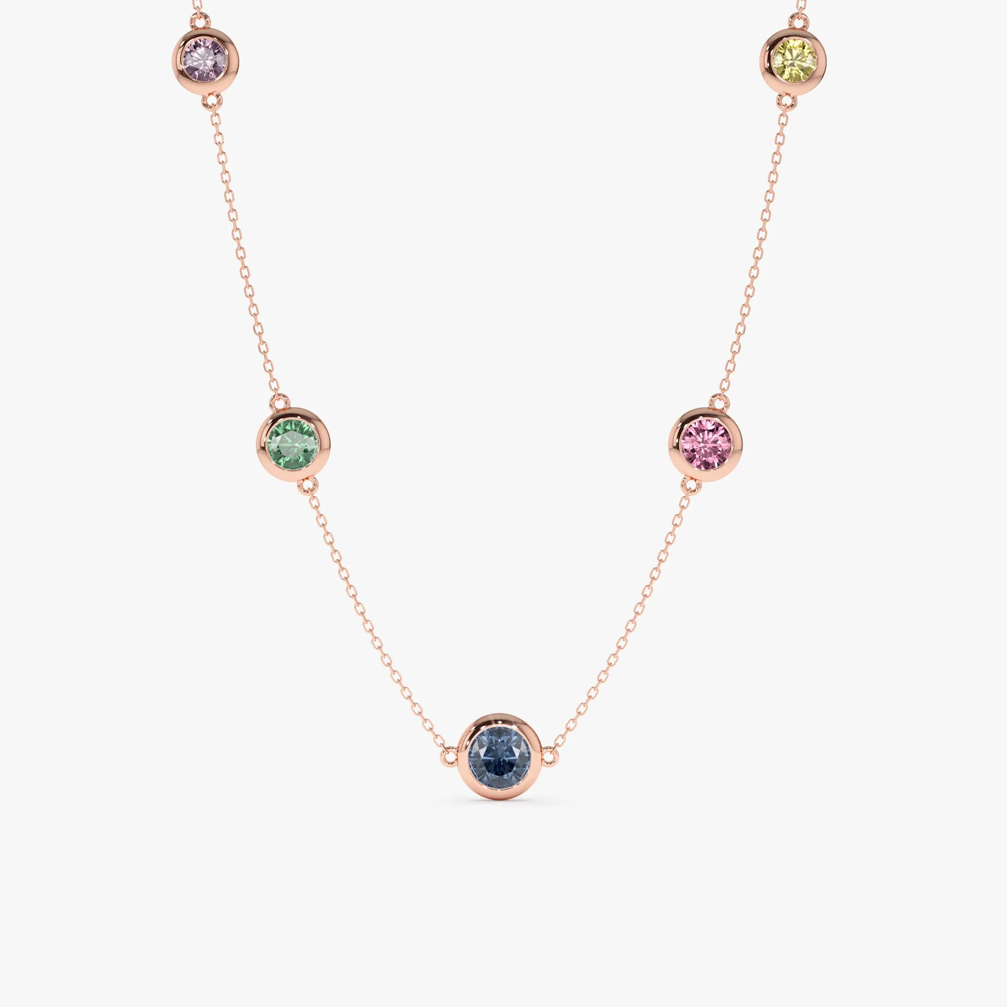 Multi-Color Sapphire Station Necklace, Layla