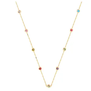 Multi Colored Jewel Long Layering Necklace