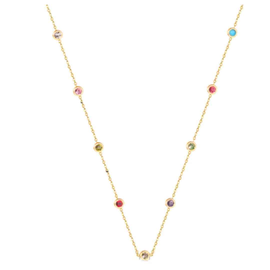Multi Colored Jewel Long Layering Necklace