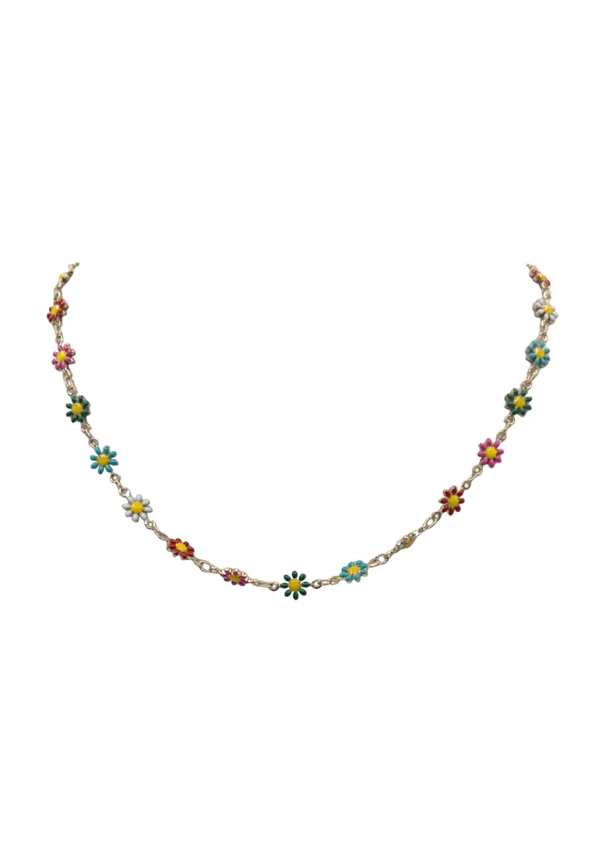 Multicolor Flower Chain Necklace
