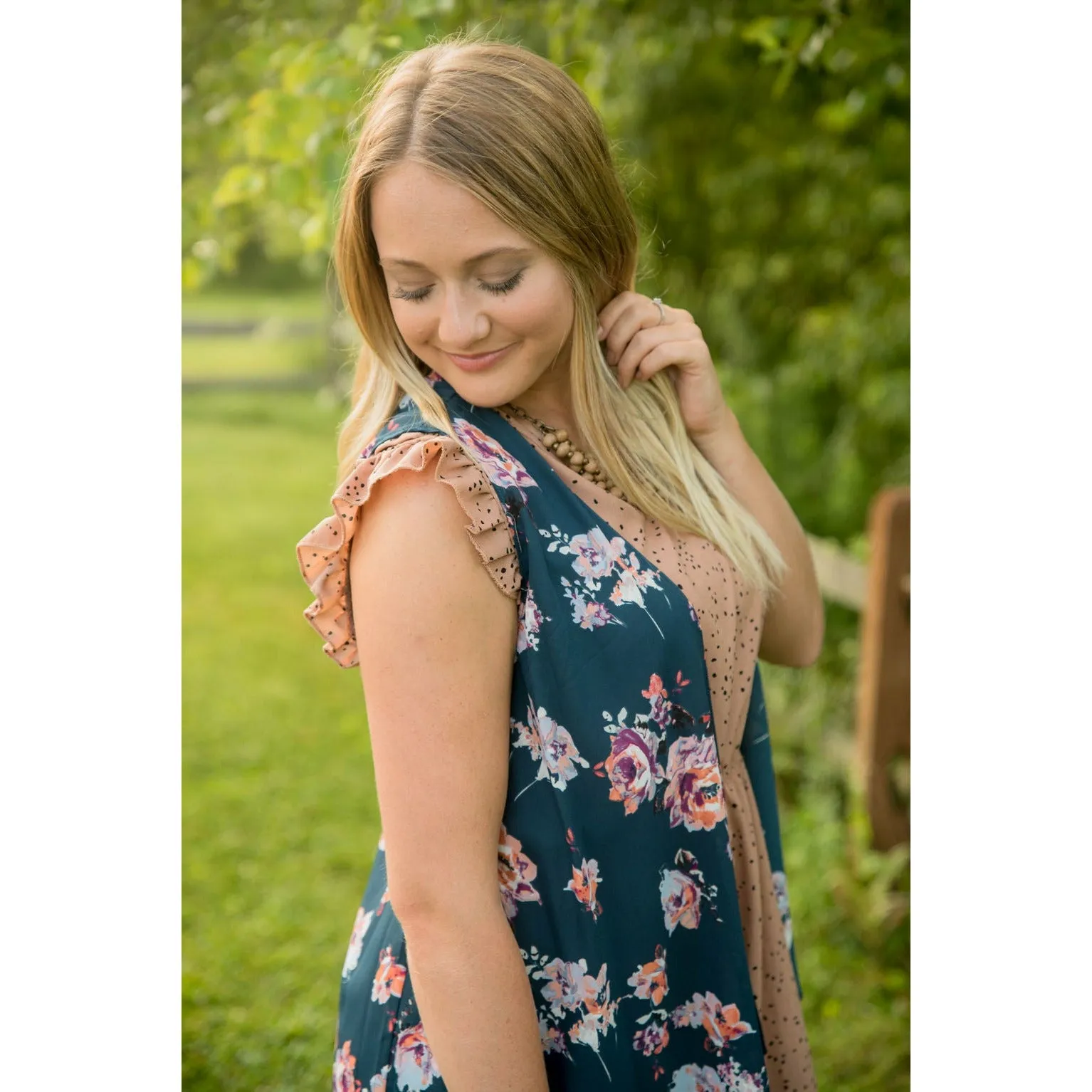 Navy Floral Vest Kimono