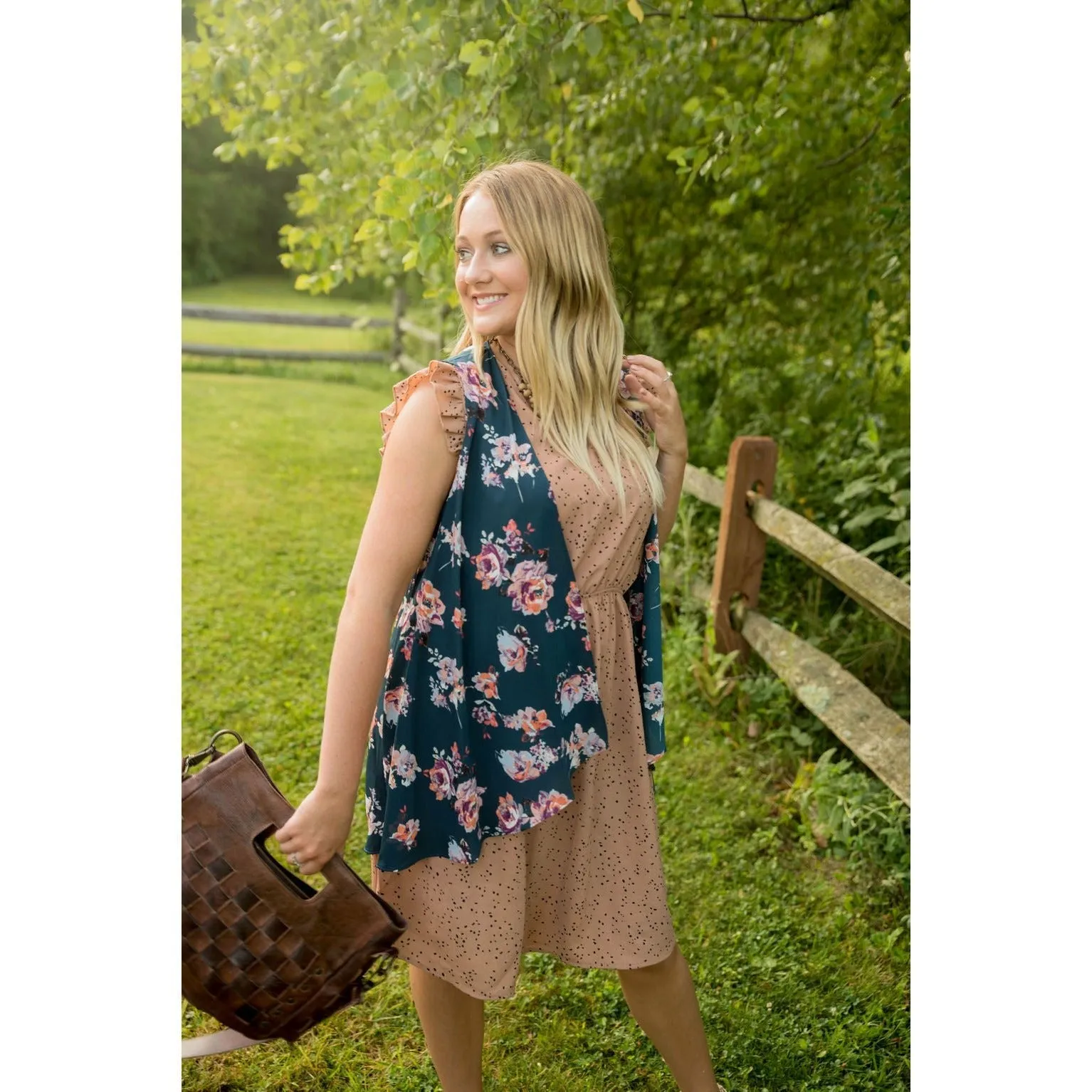 Navy Floral Vest Kimono