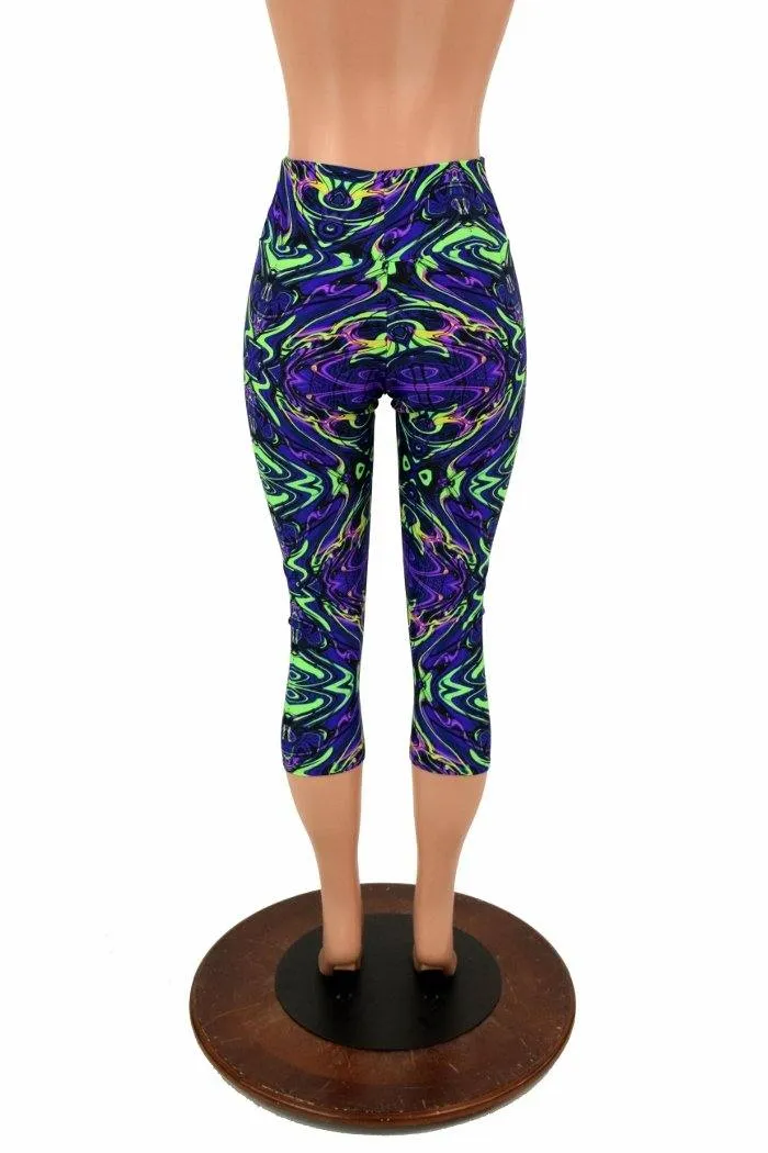 Neon Melt High Waist Capri Leggings