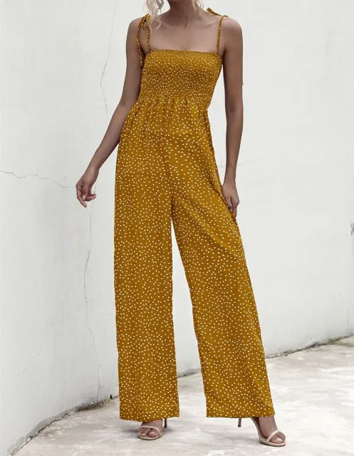 New Sunflower Printed Strap High Waist Rompers