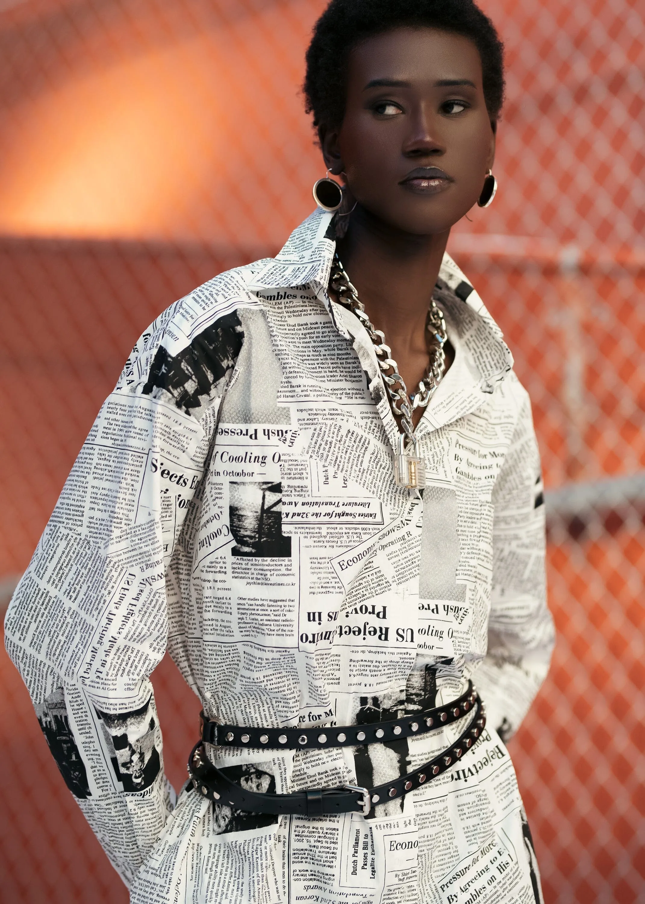 Newsprint Button Up Layering Piece