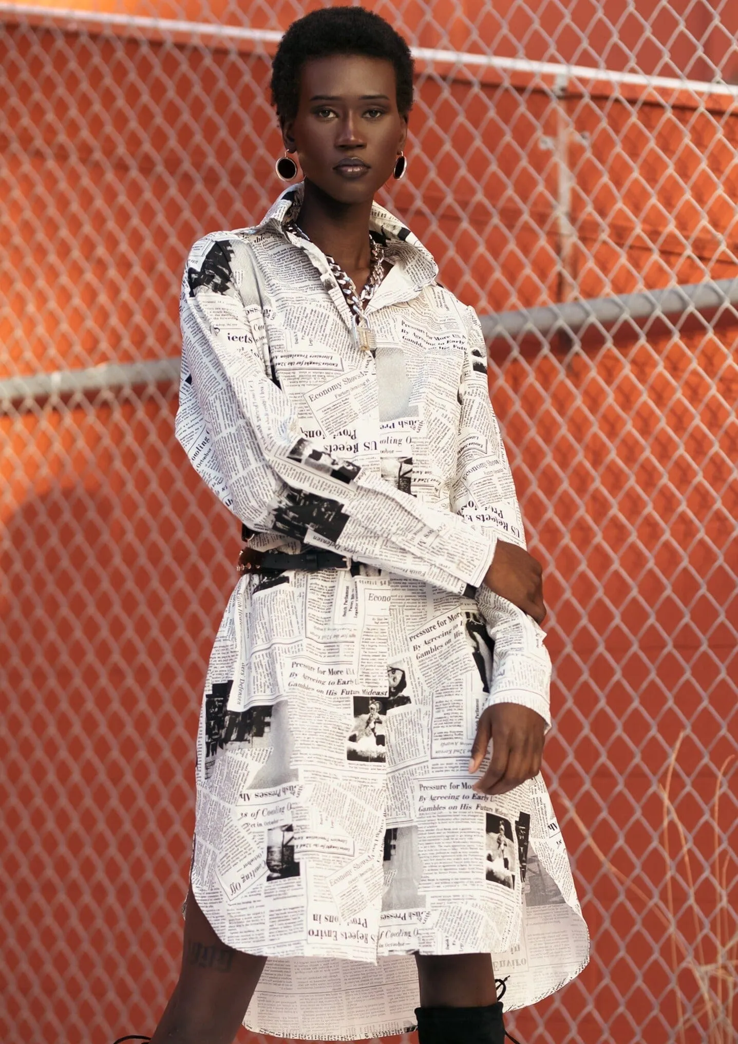 Newsprint Button Up Layering Piece
