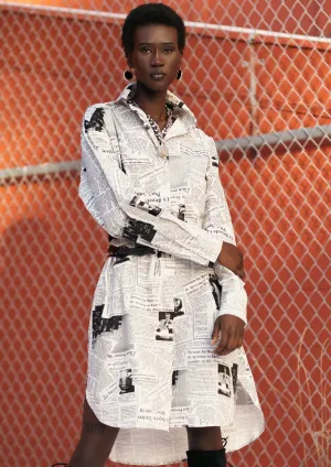 Newsprint Button Up Layering Piece