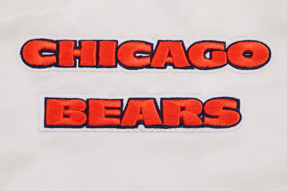 NFL CHICAGO BEARS RETRO CLASSIC MEN'S RIB SATIN JACKET (EGGSHELL/ MIDNIGHT NAVY)