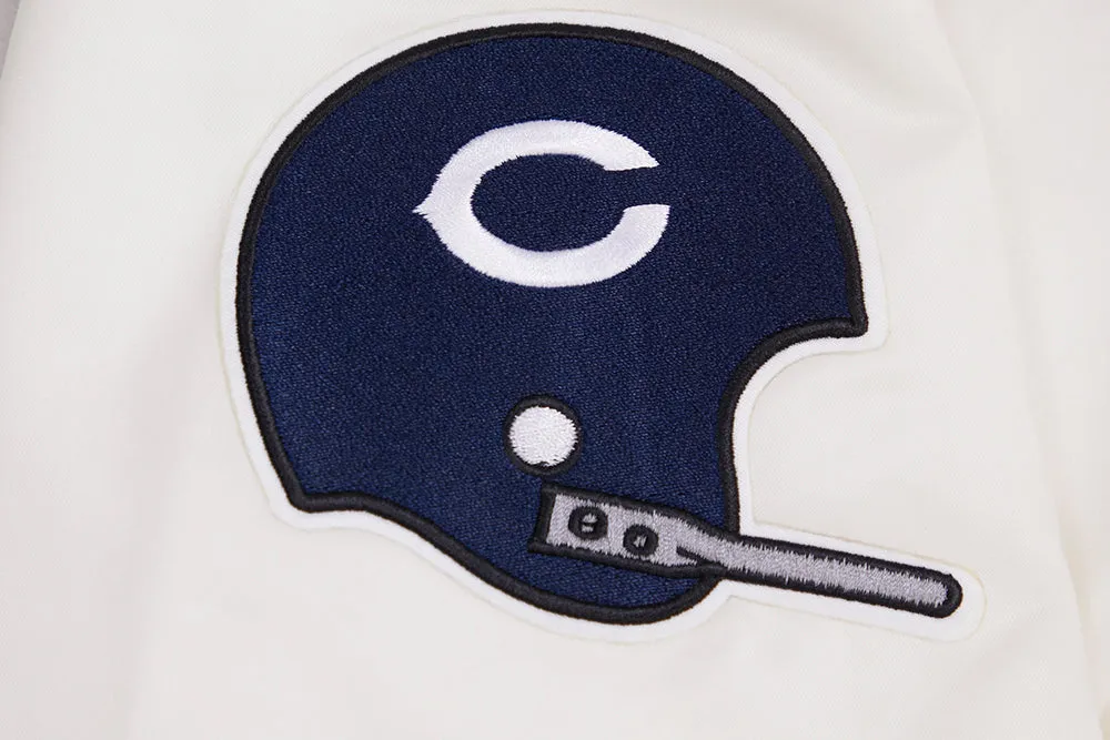 NFL CHICAGO BEARS RETRO CLASSIC MEN'S RIB SATIN JACKET (EGGSHELL/ MIDNIGHT NAVY)