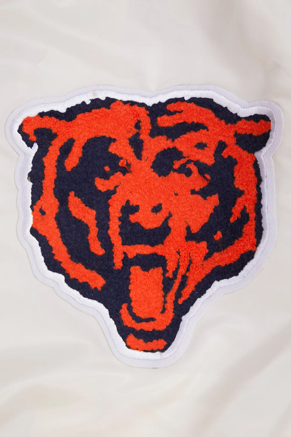 NFL CHICAGO BEARS RETRO CLASSIC MEN'S RIB SATIN JACKET (EGGSHELL/ MIDNIGHT NAVY)