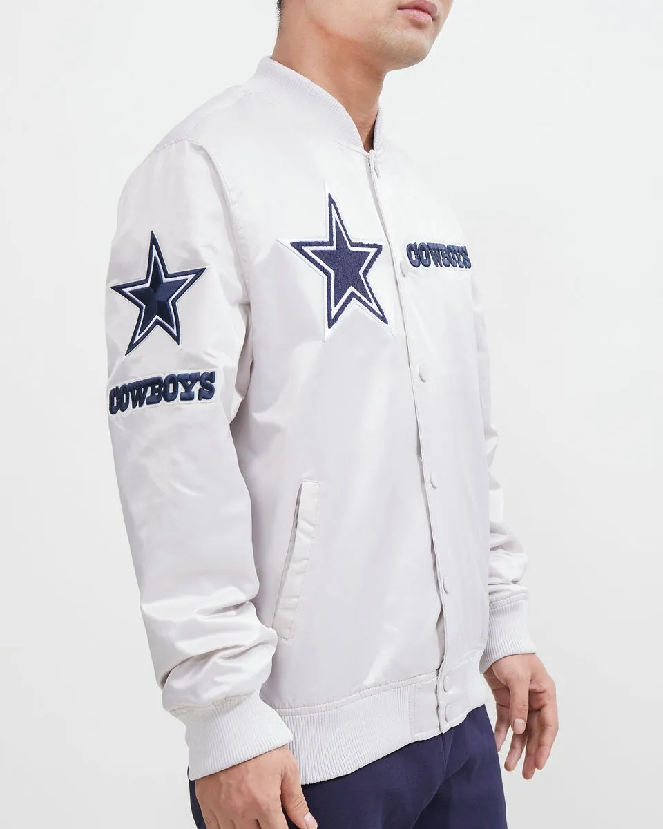 NFL DALLAS COWBOYS MEN'S SATIN JACKET (SILVER)