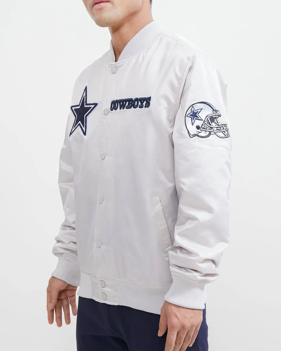 NFL DALLAS COWBOYS MEN'S SATIN JACKET (SILVER)