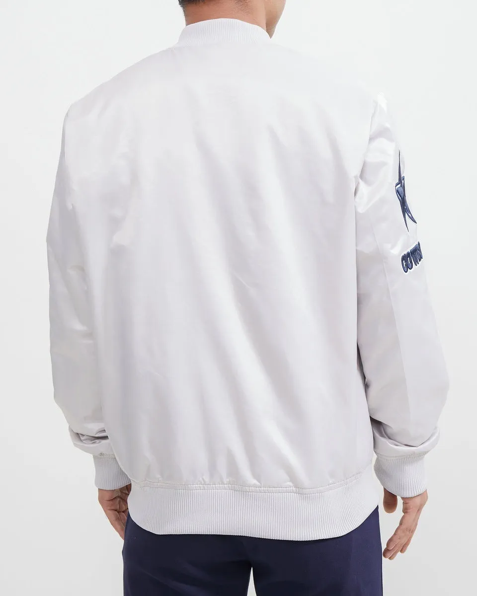 NFL DALLAS COWBOYS MEN'S SATIN JACKET (SILVER)