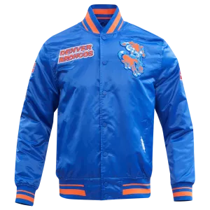 NFL DENVER BRONCOS RETRO CLASSIC MEN'S RIB SATIN JACKET (ROYAL BLUE/ORANGE)