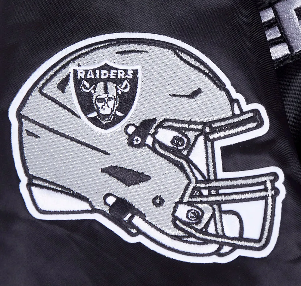 NFL LAS VEGAS RAIDERS SUBLIMATED MEN'S SATIN JACKET-ORANGE SKY (BLACK)