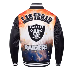 NFL LAS VEGAS RAIDERS SUBLIMATED MEN'S SATIN JACKET-ORANGE SKY (BLACK)