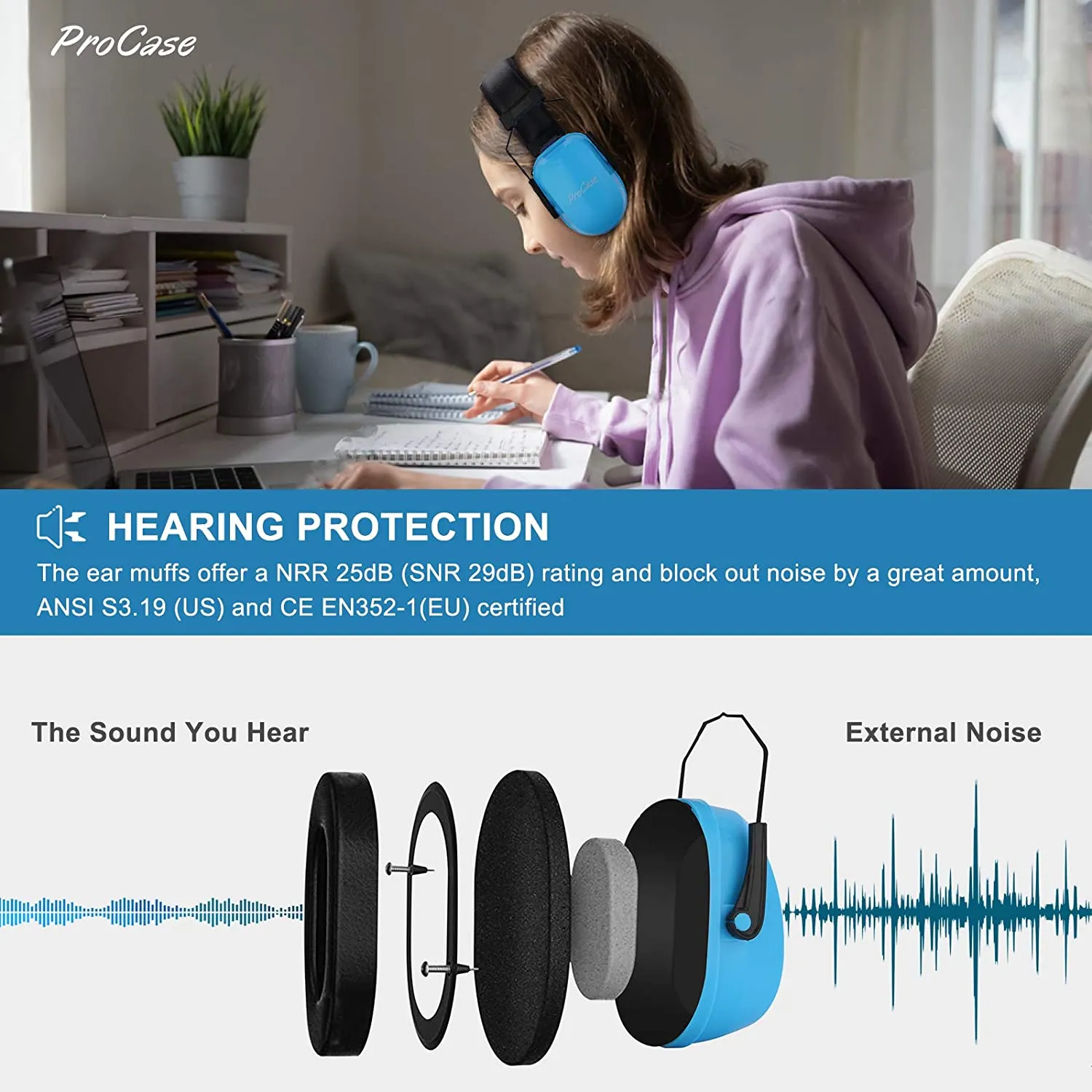 Noise Reduction NRR 25dB Earmuff for Kids