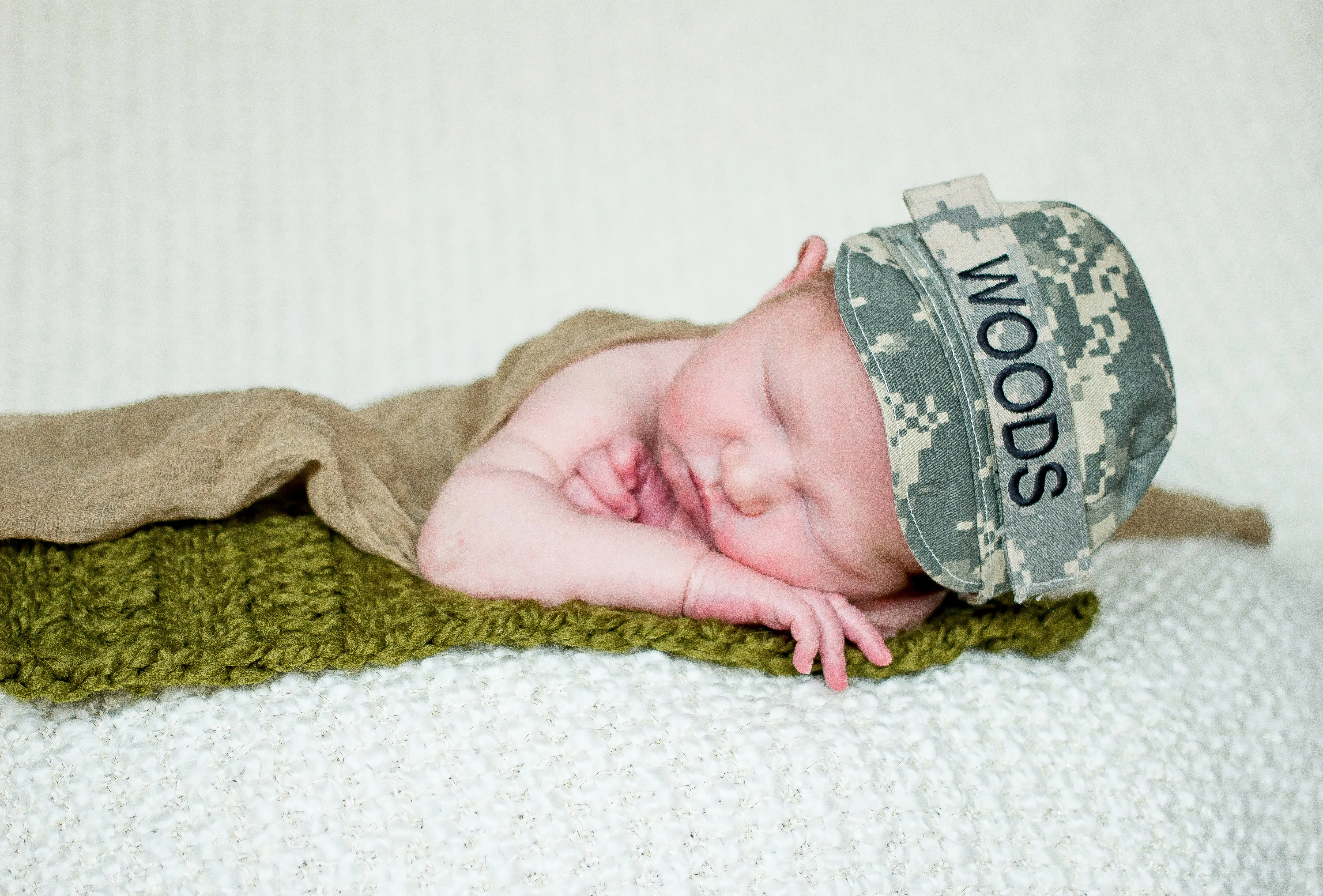 Olive green newborn baby layering bump blanket