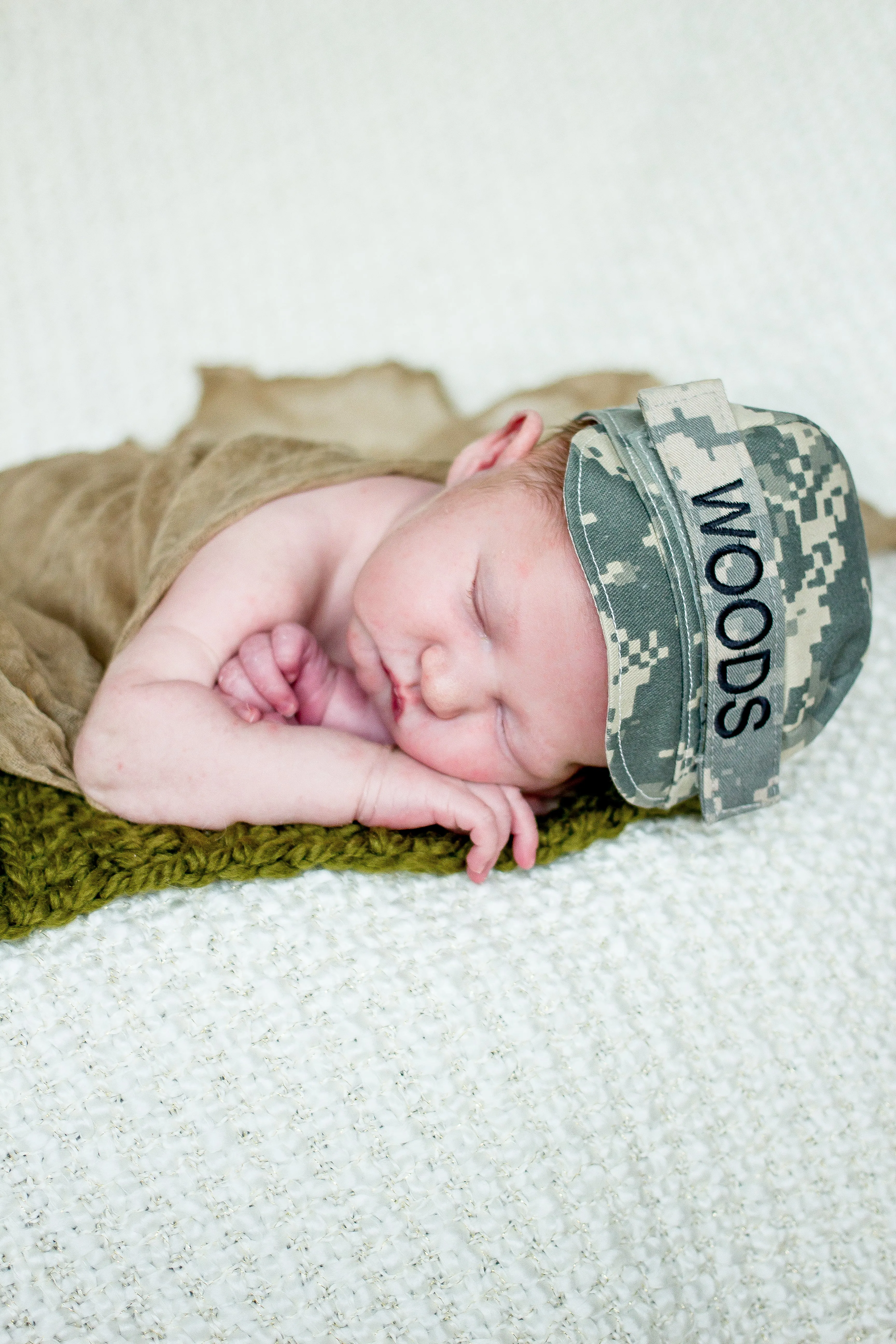 Olive green newborn baby layering bump blanket