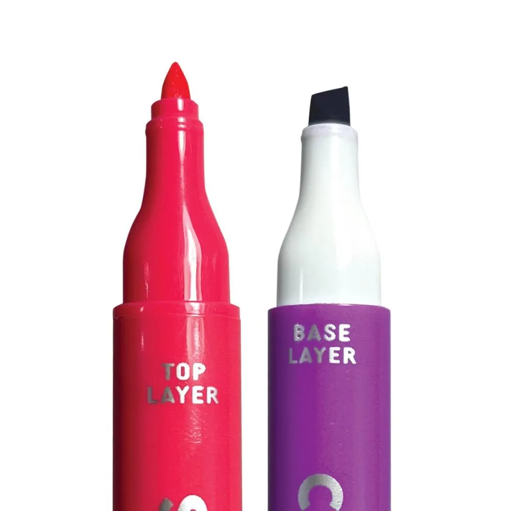 Ooly 8 Colour Layer Markers Chisel Tip and Point Tip Double Ended Stationary Art and craft for kids 6yrs 