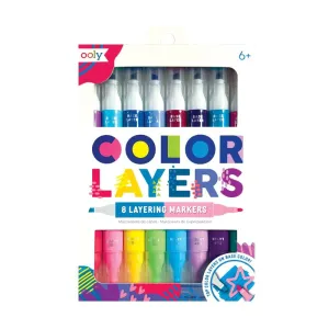 Ooly 8 Colour Layer Markers Chisel Tip and Point Tip Double Ended Stationary Art and craft for kids 6yrs 