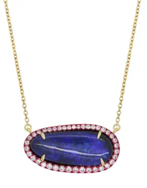 Opal and Pink E-Coating Layering Necklace