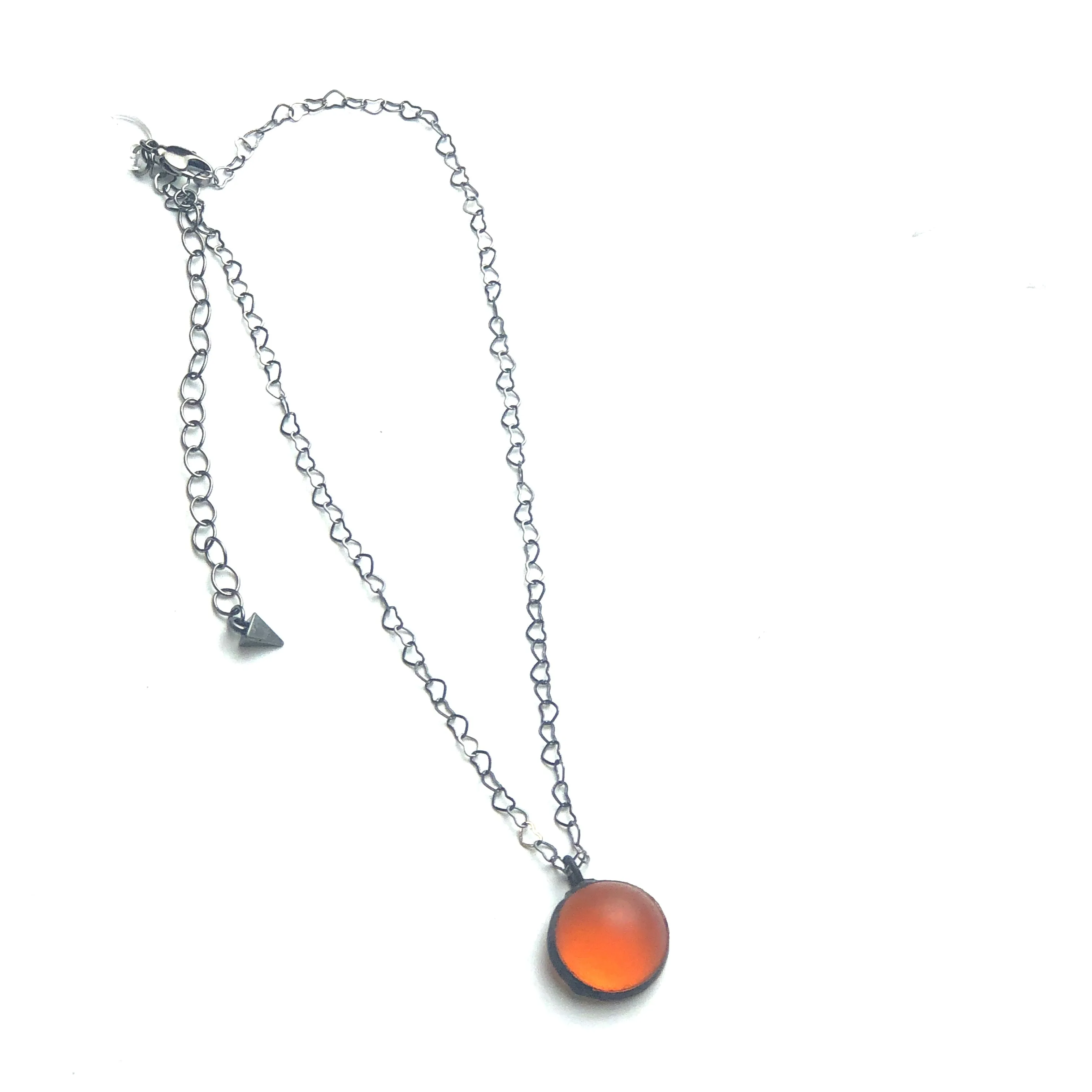 Orange Frosted  & Gun Metal Layering Necklace - Shortie