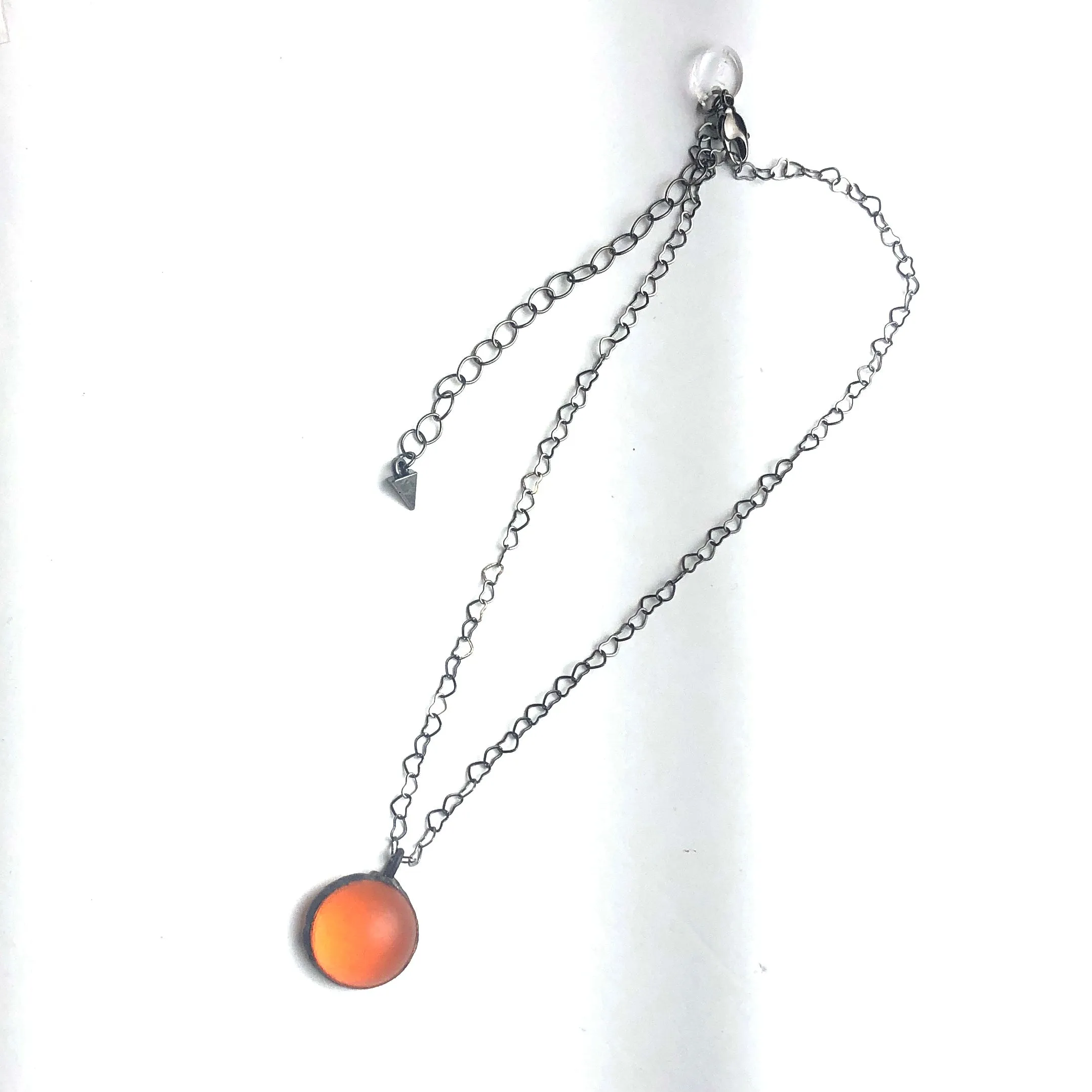 Orange Frosted  & Gun Metal Layering Necklace - Shortie